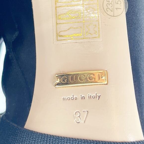 Gucci Black Silk Satin Candy Dragon Embroidered Crystal Bow Heeled Boot EU 37 - Picture 11 of 16